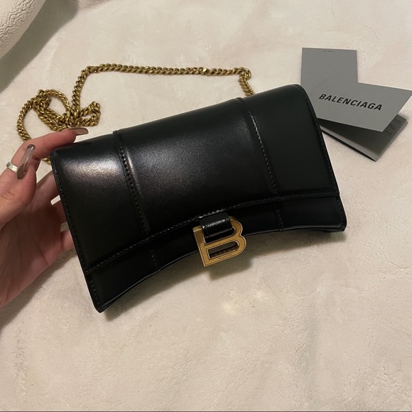 AUTHENTIC - BALENCIAGA Black XS Hourglass Shoulder Bag - Picture 4 of 8